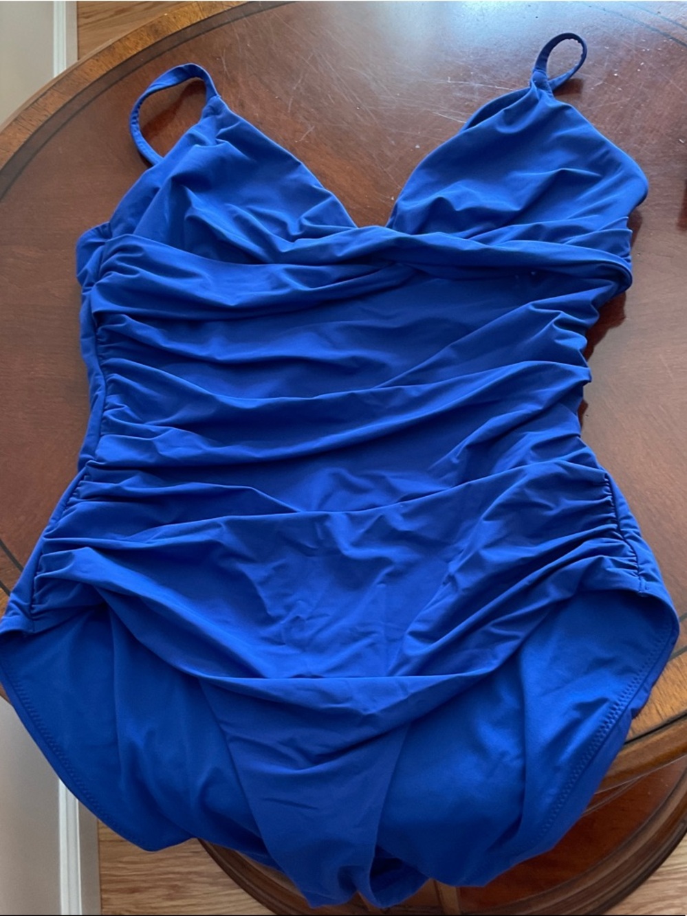 Ruched Royal Blue Women’s One-Piece Swimsuit